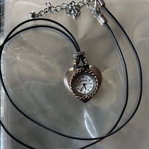 Chico's Silver Heart working Watch Necklace